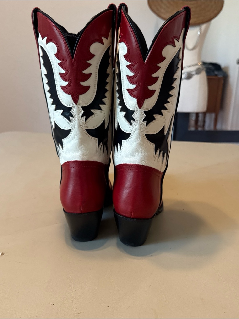 Polo by Ralph Lauren Red, White & Black Western Heeled Cowboy Boots - Picture 2 of 4